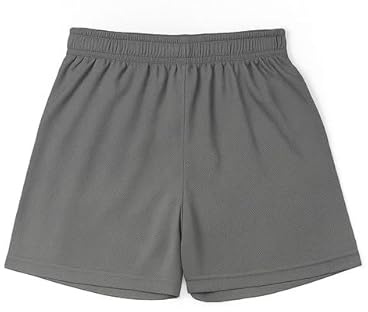 BSBAAA FASHIONS Boys Sports Shorts, Gym Football Training Activewear, Kids School PE Shorts Lightweight Quick Dry Pull-On (Grey, 7-8 Years)