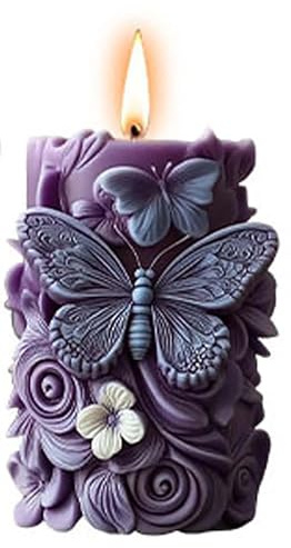 Stampo Silicone Farfalla Candela, Stampi In Silicone a Forma di Farfalla, Stampo Cilindrico per Candele, Stampi In Silicone per Gesso, Sapone, Candele, Aromaterapia, Artigianato (A)