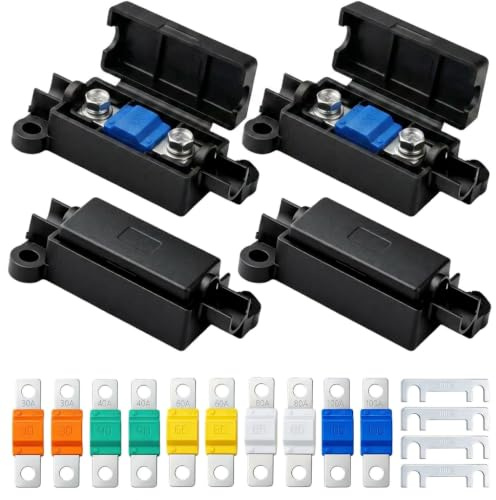 Lot de 4 PorteFusibles Midi avec 10 Pièces 30/40/60/80/100A Boite a Fusible