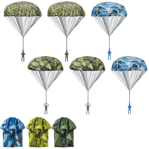 Parachute Game Set, Army Figures Set with Flying Parachutes 6-Piece | Adult Backyard Games and Team Outdoor Activities