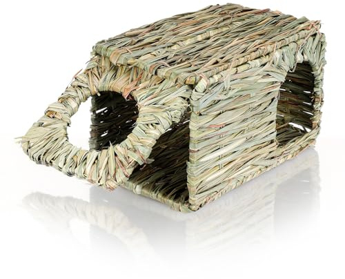 SHINEOFI Nid de Hamster Tissé en Paille Naturelle, Maison Confortable Mâcher pour Lapins, Repos des Petits Animaux