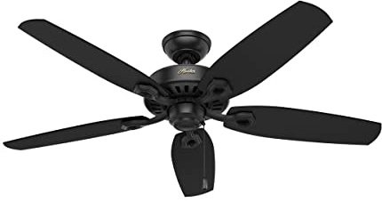 Hunter 52 inch Indoor Ceiling Fan No Light with Pull Chain - Black Ceiling Fan without Light, Standard Mount, 5 Blades, For Bedroom, Living Room, or Kitchen - Builder Elite 53243, Matte Black