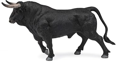 Deqube - Toro Bravo Negro Zaino Trotando - Figura Coleccionable Pintada a Mano - Tamaño 15x8x4 cm - Modelo (90110001)