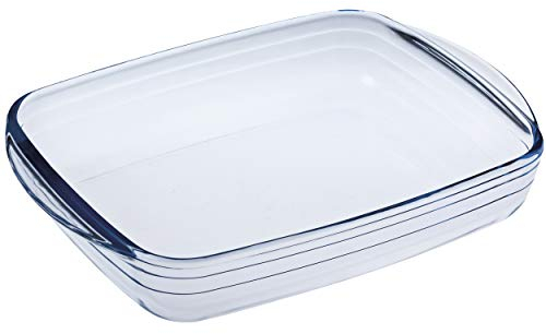 San Ignacio Q3010 Fuente rectangular 31x20x6cm 2,1 litros borosilicato mediterráneo, Vidrio templado