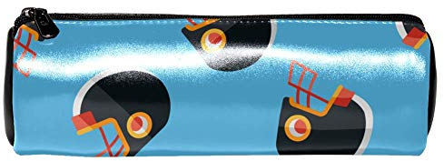 EZIOLY Federmäppchen/Stifteetui, Motiv: American Football Helm, flach, Leder, für Schule, Arbeit, Büro