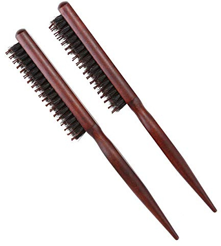 Aethland 2pcs Boar Bristle Teasing Brush for Women, Teaser Brush with Rat Tail Back Combing - Detangling, Add Volume Makes Hair Smooth