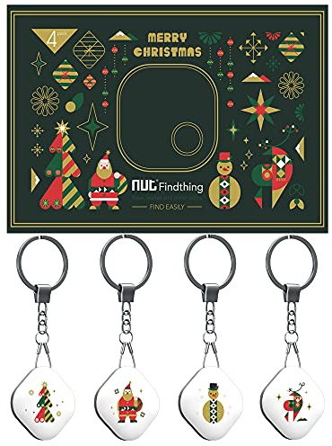 Nutale Localisateur D'objets de Clé Joyeux Noël - 4PCS Anti-Perte Téléphone Chercheur Alarme Trouve-clés, avec Porte Clés Localisateur et Traqueur - Père Noël, Bonhomme De Neige, Renne, Arbre De Noël