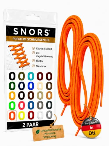 SNORS 2 par skosnören runda och platta, 22 färger, 60–150 cm – stabila, slitstarka, POLYESTER skoband för sneakers, sportskor, löparskor