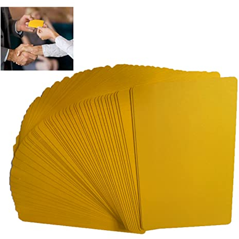 50 Stück Gold Metall Visitenkarte, Blank Aluminium Namenskarte, Gravierte Visitenkarten, Rohlinge 0.21 mm Dick, für Büro und DIY Geschenkkarte