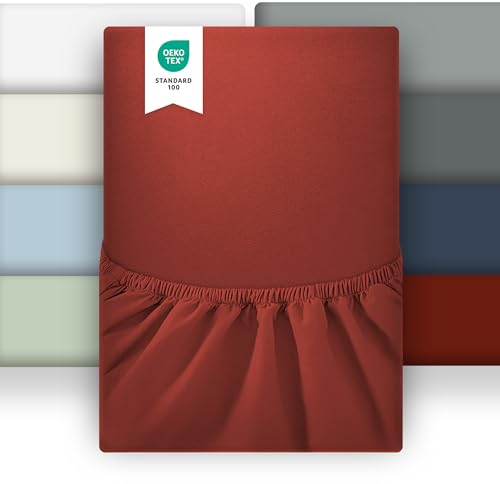 puredown Spannbettlaken 140x200cm Mikrofaser Bettlaken für Matratzen bis zu 25-30cm, Angenehm Atmungsaktive Spannbetttücher Bettwäsche,Oeko-Tex Zertifiziert, Rot