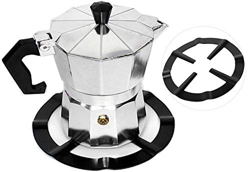 Gasring-Reduzierer, Gasherd-Brennerroste, Rostfreies Eisen, Moka-Topfhalter, Ständer, Brenner, Wok-Ring-Adapter für Espressomaschine, 13,2 X 13,2 X 0,3 Cm, Schwarz