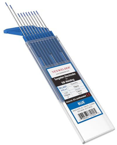 YESWELDER Elettrodo tungsteno TIG saldatura 2% lantanato 1.6 mm x 175 mm (blu, WL20/EWLa-2) 10 pz
