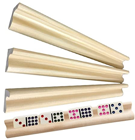 Pomurom Soporte para dominó, 4/8 unidades, de madera, bandejas de dominó para juegos de palabras, tren mexicano, mahjong y chickenfoot juegos, regalo para amigos, adultos, jugadores de dominó