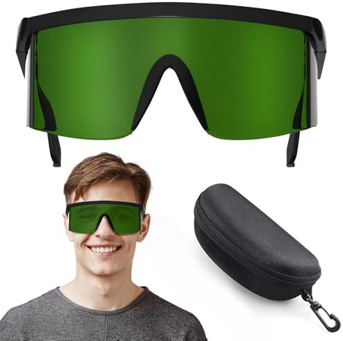 iKeener Gafas Protección ocular Láser,Gafas Seguridad Láser IPL Longitud Onda Profesional 190nm-2000nm para Tratamiento Depilación Láser y Protección Ocular Del Operador Cosmetología Láser (Negro)