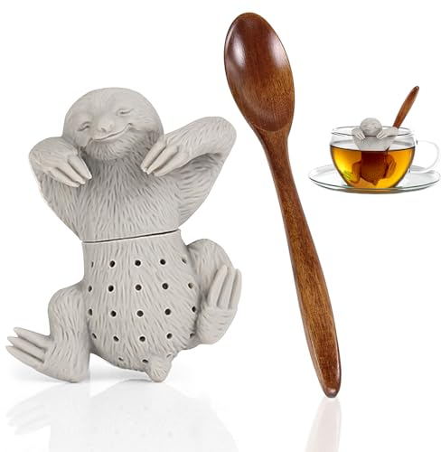 Ezydka Teesieb für Losen Tee 1 Set Tee Infuser Lustig Teesieb für Tasse, Silikon Tea Infuser Teeei Katze Teefilter Tiere Teesieb für die Meisten Tee Kannen und Tee Tassen (Faultier-Stil)