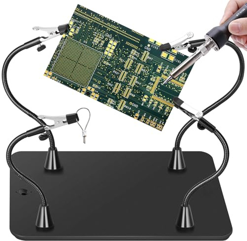 Super Magnetic Helping Hands Soldering Station, Third Hand Soldering Tool with Alligator Clips,PCB Circuit Board Holder,4 Flexible Gooseneck Arms & Non-slip base for Electronic Repair Soldering Hobby