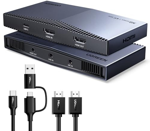 UGREEN 4K 30Hz Carte de Capture Vidéo HDMI USB C 3.2 4K 60Hz Enregistrement Streaming Sortie en Boucle Carte Acquisition Compatible avec PS5 4 Pro Xbox Series X S One Switch 2 MacBook PC iPad Caméra