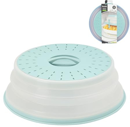 Tovolo Microwave Splatter Cover for Food Medium Blue Haze Dishwasher Safe, Collapsible Reusable Cover for Food in Microwave Uses BPA Free Safe Silicone,10 inch Vented Microwave Cover
