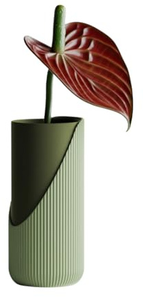 Deko Vase Encastra Zwei-Schalen Design | Shapes - Decorations | Made in Germany | Moderne Wohnzimmer Dekoration | Blumenvase Designer Vase (Außen: Mint/Innen: Oliv, Klein (17,3cm))