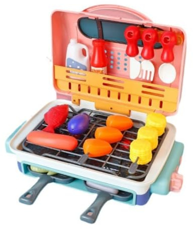 35 PCS Kids BBQ Grill Toys Set: Kitchen Play Set with Spray Sound & Color-Changing Food - Play Kitchen Accessories for Toddlers Boys & Girls