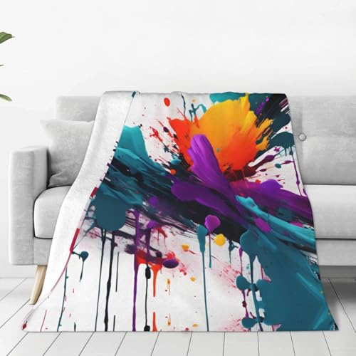 Ouyniei Manta de invierno ultrasuave con estampado de salpicaduras de pintura, ligera, cálida, para adultos o niños