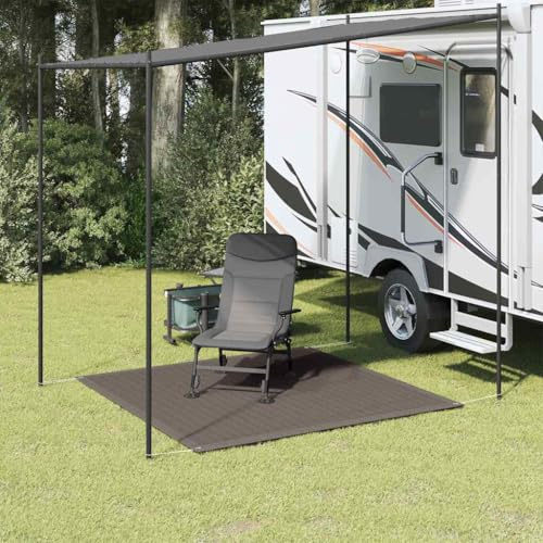 Tappetino per Tenda 250x250 cm Antracite in HDPE Polietilene ad Alta Densità con Occhielli Integrati, Impermeabile e Traspirante per Campeggio Esterno, Attrezzatura