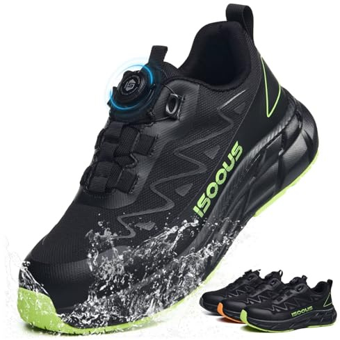 Chaussures de Sécurité Hommes Femmes S3S Imperméable ESD Noir Vert 41 EU