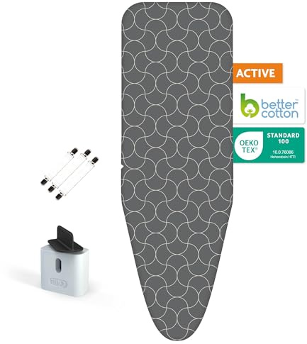 LaundrySpecialist Copriasse da stiro Active - 5 strati e stiratura fino al 50% più veloce - Rivestimento per asse da stiro - Riflettente vapore - Misura L da 44 a 48 cm e da 123 a 128 cm