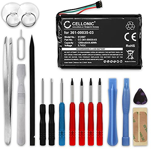 CELLONIC, Akku Navi kompatibel mit Garmin Edge 810, Edge Touring Plus, nüvi 2495LMT (1200mAh, 3.7V) + Werkzeug-Set Ersatzakku 361-00035-03