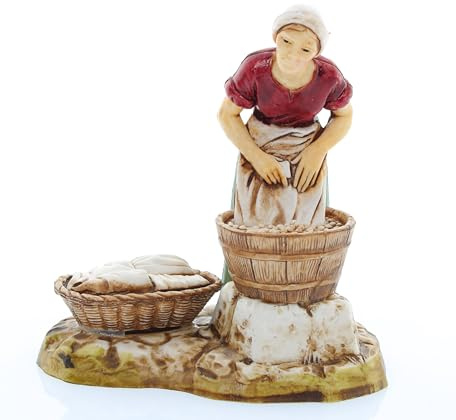 Moranduzzo Lavandière pour Crèche de 10 Cm Échelle 1:20 - Figurines de Crèche Indestructibles - Style 700', Peinture Finition à la Main, Produit Officiel, Fabriqué en Italie, Sculpteur M. Landi