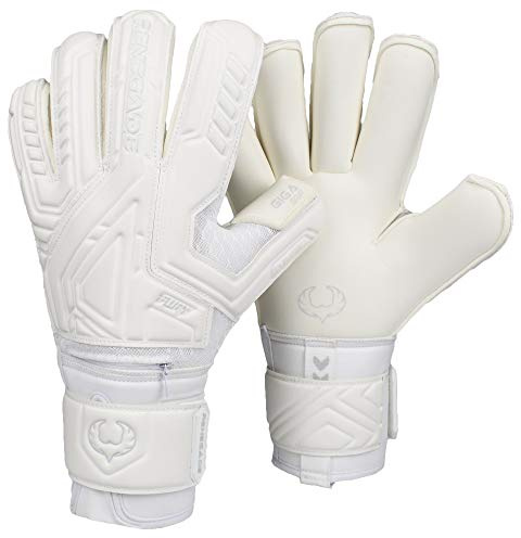 Renegade GK Fury Avalanche Goalie Gloves with Pro-Tek Fingersaves | 4mm Giga Grip & 4mm Duratek | White Goalkeeping Gloves (Size 9, Youth-Adult, Roll Cut, Level 4)