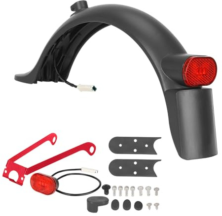 Natcoo Garde-boue Trottinette Électrique pour Xiaomi, Support en Métal, Garde-boue et Cadre de Plaque D'immatriculation Intégrés, Garde-boue arrière pour Xiaomi M365/Pro/Pro 2/1S/Essential/Mi 3 -Rouge