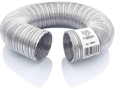 TYGERIX® Tuyau Flexible en Aluminium 60 mm | Extensible 1,2 m | Double Épaisseur | pour Poêles Chaudières Hottes