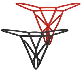 Teyli 2er Pack Damen Ouvert Tanga - Tanga String mit Streifen - String Tanga für die mutige Frau - Strings Damen