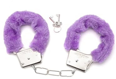 Manette Soffici in Metallo, Manette Finte Pelose Giocattolo, Peluche Manette, Giocattolo di Manette con Peluche e Chiavi Morbide Manette per Cosplay di Polizia, Peluche Viola