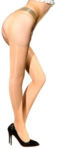 GOCBOBO Strapsstrümpfe für Damen Sexy Hochtailliert Glänzend Strapsstrumpfhose 8 Den Hautfarbe