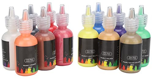 Metallic-Acrylfarbe, 12 Farben, Perlglanz, DIY-Farbe auf Wasserbasis, Farbe für Metalloberflächen, Modellauto-Lack für Kleidung, Auto, Leder, Wandkunst, Kunsthandwerk