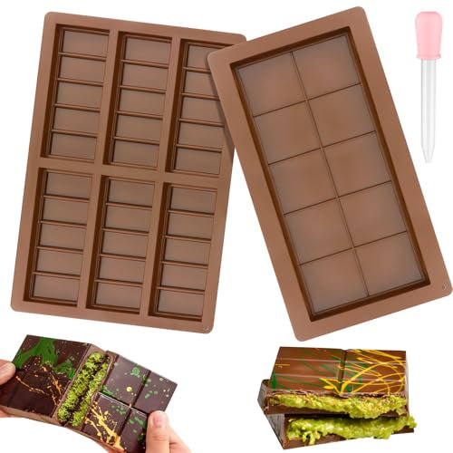 TNOMSNO 2 Pezzi Stampo per Cioccolato Profondo, Stampo per Cioccolato Silicone, Stampi in Silicone per Cioccolato, Stampo in Silicone per Cioccolato, Stampi Antiaderenti per Pistacchi e al Latte