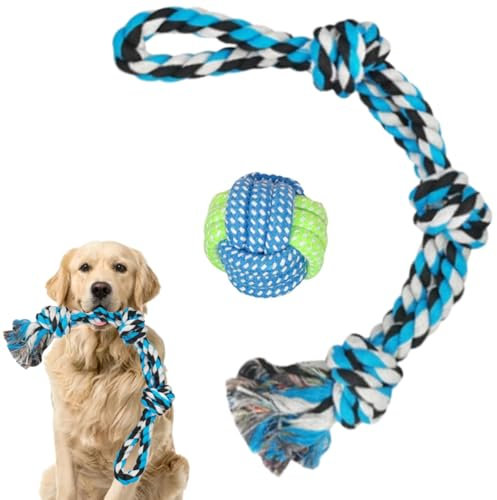 BDBFPAN Hundespielzeug Seil, Hundespielzeug Unzerstörbar Große Hunde für Aggressive Kauer, Set mit 2 unzerstörbare Kauspielzeug Robustes gedrehtes Seilspielzeug für Mittelgroße und Große Hunde