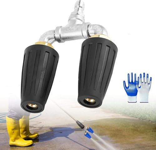 Boquilla turbo doble/triple, boquilla turbo con núcleo de cerámica, boquilla turbo giratoria de 360° para lavadora eléctrica con conector rápido de 1/4 pulgadas, 4-6 GPM, 4000 PSI máximo, boquilla