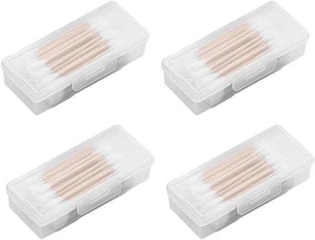 4Pcs Transparent Plastic Cotton Bud Holder Portable Small Cotton Swab Holder Mini Box Dust-proof and Moisture-proof cotton bud dispenser Organizer Travel Case Toothpicks Storage Outdoor Daily Use