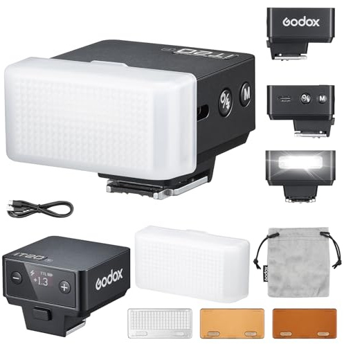 Godox iT20-F iT20 F Flash de La Cámara con Difusor Blanco Speedlite 6 Niveles de Potencia 700 Flashes a Plena Potencia TTL Camera Flash con Chip Zapata de Color Magnetico para Fuji Cámara DSLR(Negro)