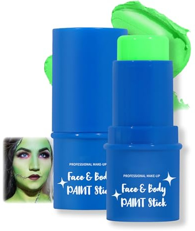 Bodypainting färger pinne, ansiktsfärg krämig bländable penna UV grön, oljebaserad giftfri ansiktsmålning sminkpennor, fluorescerande hållbara kroppsfärger specialeffekter halloween kroppskonst fest