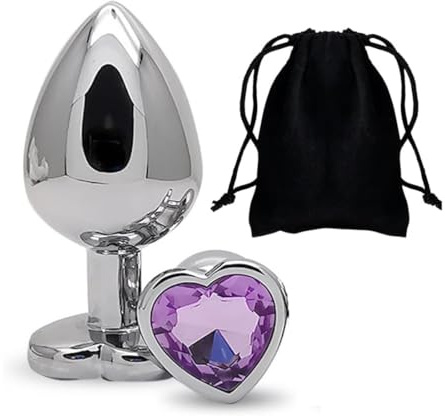 Metal Anal Plug Heart Shaped Anal Trainer Butt Plug Prostate Massage Anal Dilator for Men Women Fetish Kinky Sex Toys Love Tools for Couple Lover