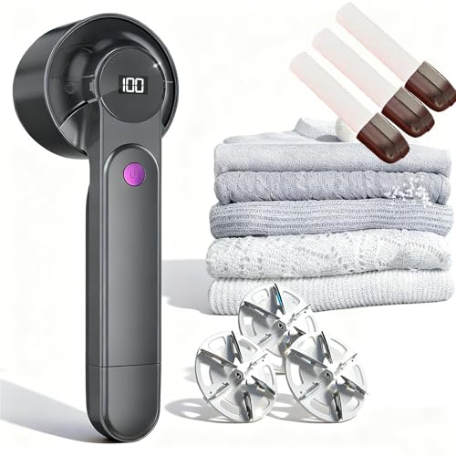 Éliminateur de Peluches Remover Pro 2.0, 2 en 1 Rasoir Anti Bouloche Peluche Vetement,USB Rechargeable Anti Peluche Vetement avec 3 Lames de Rechange Tranchantes en Acier,Sans Effort et Rapidement (A)