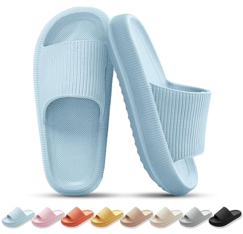 BAGHUY Sliders Women Mens Cloud Sliders Slippers Non-Slip Soft Flip Flops Comfortable Shower Cloud Slippers for Bathroom Pool Beach Indoor & Outdoor