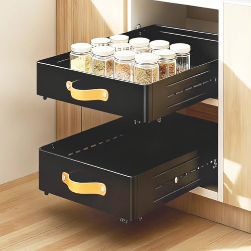 Tiroir télescopique - Profondeur réglable : 41 à 60 cm - Profondeur : 25 cm - Largeur : 7,8 cm - Hauteur : 7,8 cm - Grand tiroir extensible - En métal - Avec poignée - Organiseur extensible - Pour
