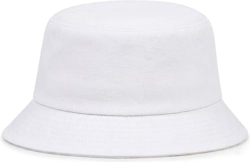 JUNGANRHA® Unisex Womens, Mens Cotton Bucket Hat Reversible Girls or Boys Fisherman Hats Plain for Hunting, Camping, Hiking, Travelling, Fishing, Football Summer Sun Hat White