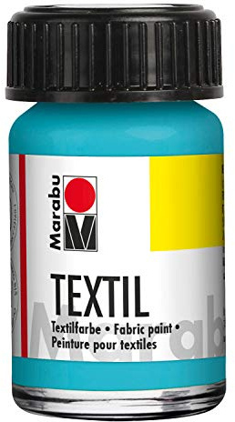 Marabu 17160039091 - Textil Stoffmalfarbe für helle Stoffe, Karibik 15 ml, Druckfarbe auf Wasserbasis, waschbeständig bis 60°C, Fixierung durch Bügeln o. Backofen