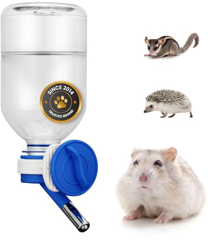 Choco Nose Patented Mini No-Drip Water Bottle/Feeder for Hamsters/Hedgehogs/Gliders/Rats/Mice/Other Small Pets and Animals - For Cages, Crates or Wall Mount. 300ML. Nozzle 10mm, Blue (C125)